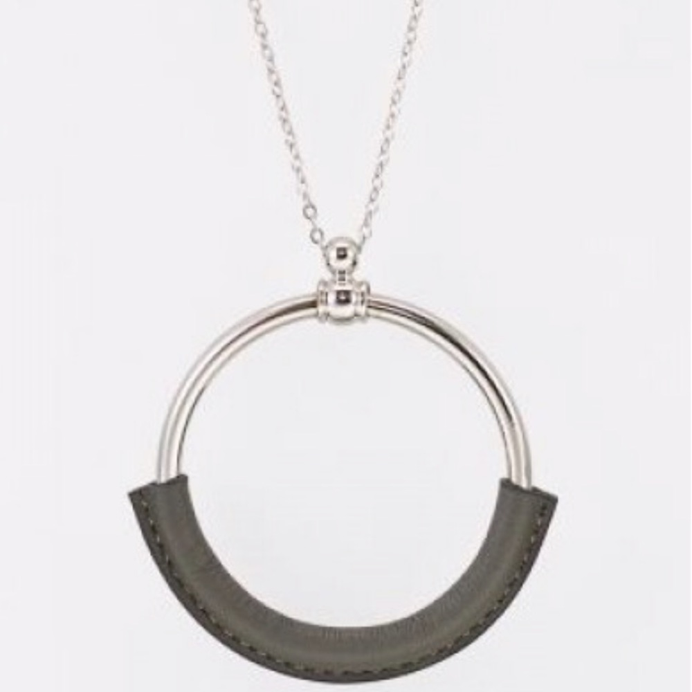 Argento Vivo Leather Open Circle Pendant Necklace - Picture 2 of 7